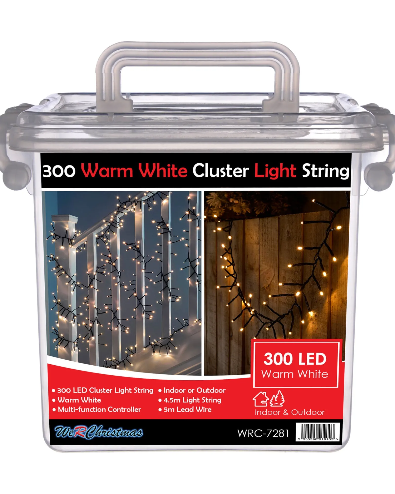 WeRChristmas 400 Chasing Cluster Light String, Warm White