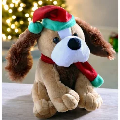 WeRChristmas 30 Cm Standing And Singing Dog With Flapping Ears Christmas Decoration