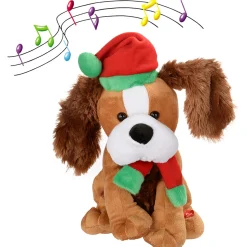 WeRChristmas 30 Cm Standing And Singing Dog With Flapping Ears Christmas Decoration