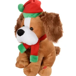 WeRChristmas 30 Cm Standing And Singing Dog With Flapping Ears Christmas Decoration