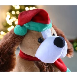 WeRChristmas 30 Cm Standing And Singing Dog With Flapping Ears Christmas Decoration