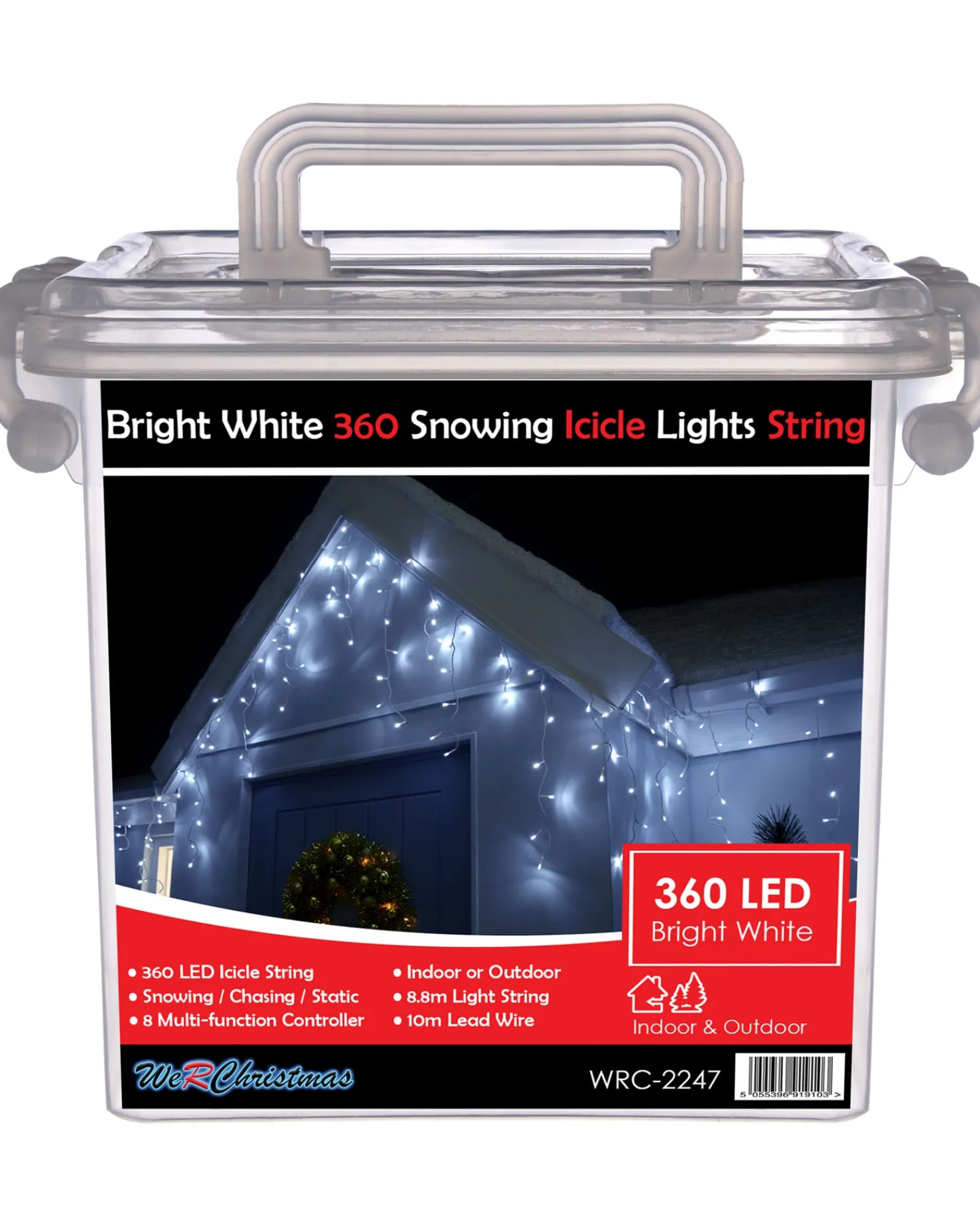 WeRChristmas 360 Icicle LED Light String, Bright White, 8.8 M