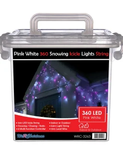 WeRChristmas 360 Icicle LED Light String, Pink/White, 8.8 M