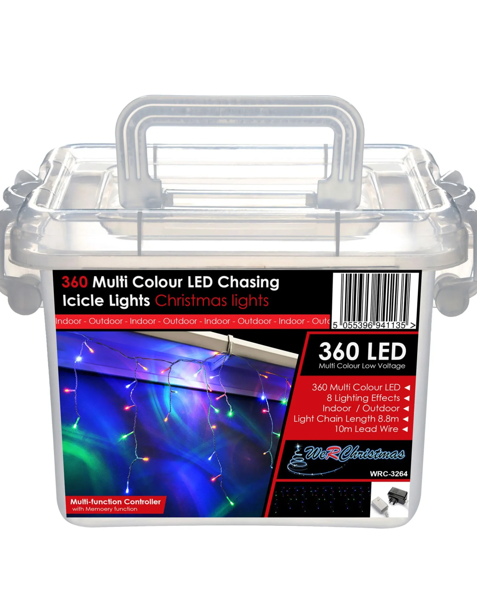 WeRChristmas 360 Icicle LED Light String, Multi-Coloured, 8.8 M
