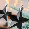 WeRChristmas 6 Pack Of Hanging Stars, Black, 7.5 Cm