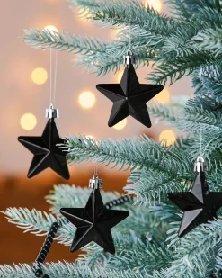 WeRChristmas 6 Pack Of Hanging Stars, Black, 7.5 Cm