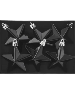 WeRChristmas 6 Pack Of Hanging Stars, Black, 7.5 Cm