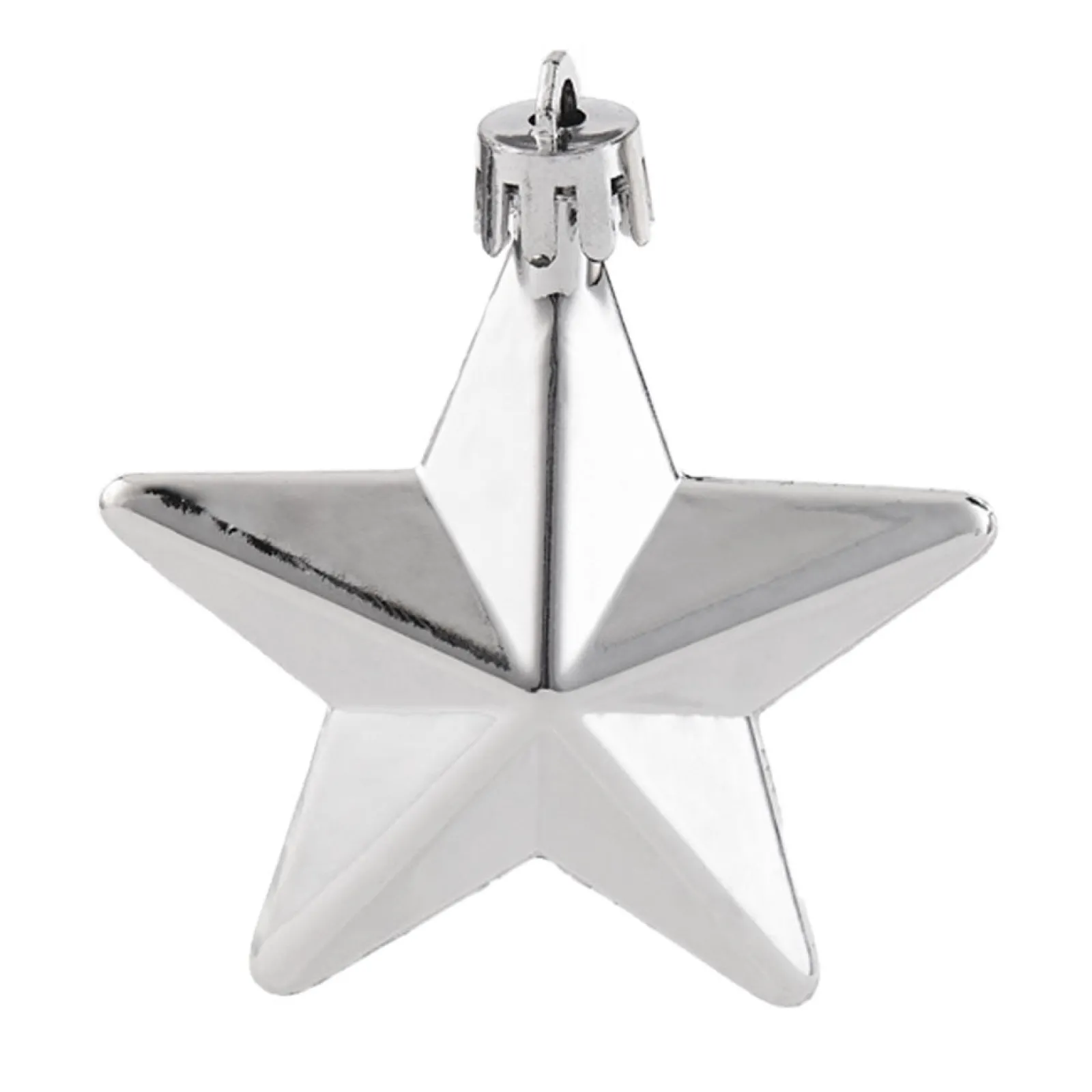 WeRChristmas 6 Pack Of Hanging Stars, Silver, 7.5 Cm