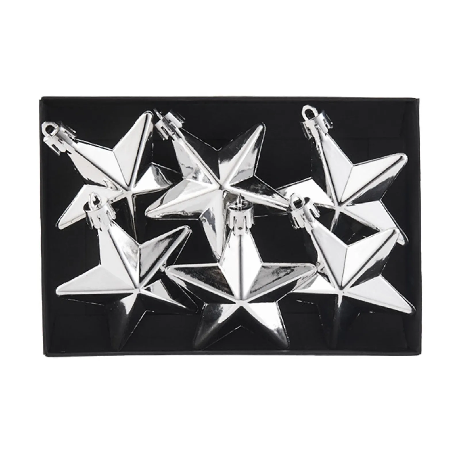 WeRChristmas 6 Pack Of Hanging Stars, Silver, 7.5 Cm