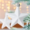 WeRChristmas 6 Pack Of Hanging Stars, White, 7.5 Cm