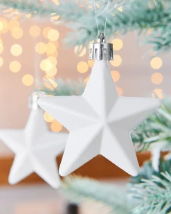 WeRChristmas 6 Pack Of Hanging Stars, White, 7.5 Cm