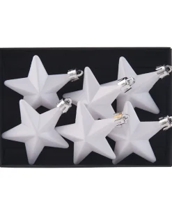WeRChristmas 6 Pack Of Hanging Stars, White, 7.5 Cm