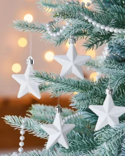 WeRChristmas 6 Pack Of Hanging Stars, White, 7.5 Cm