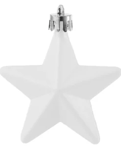 WeRChristmas 6 Pack Of Hanging Stars, White, 7.5 Cm