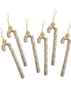WeRChristmas 6 Pack Of Shatterproof Candy Canes, Gold, 13 Cm