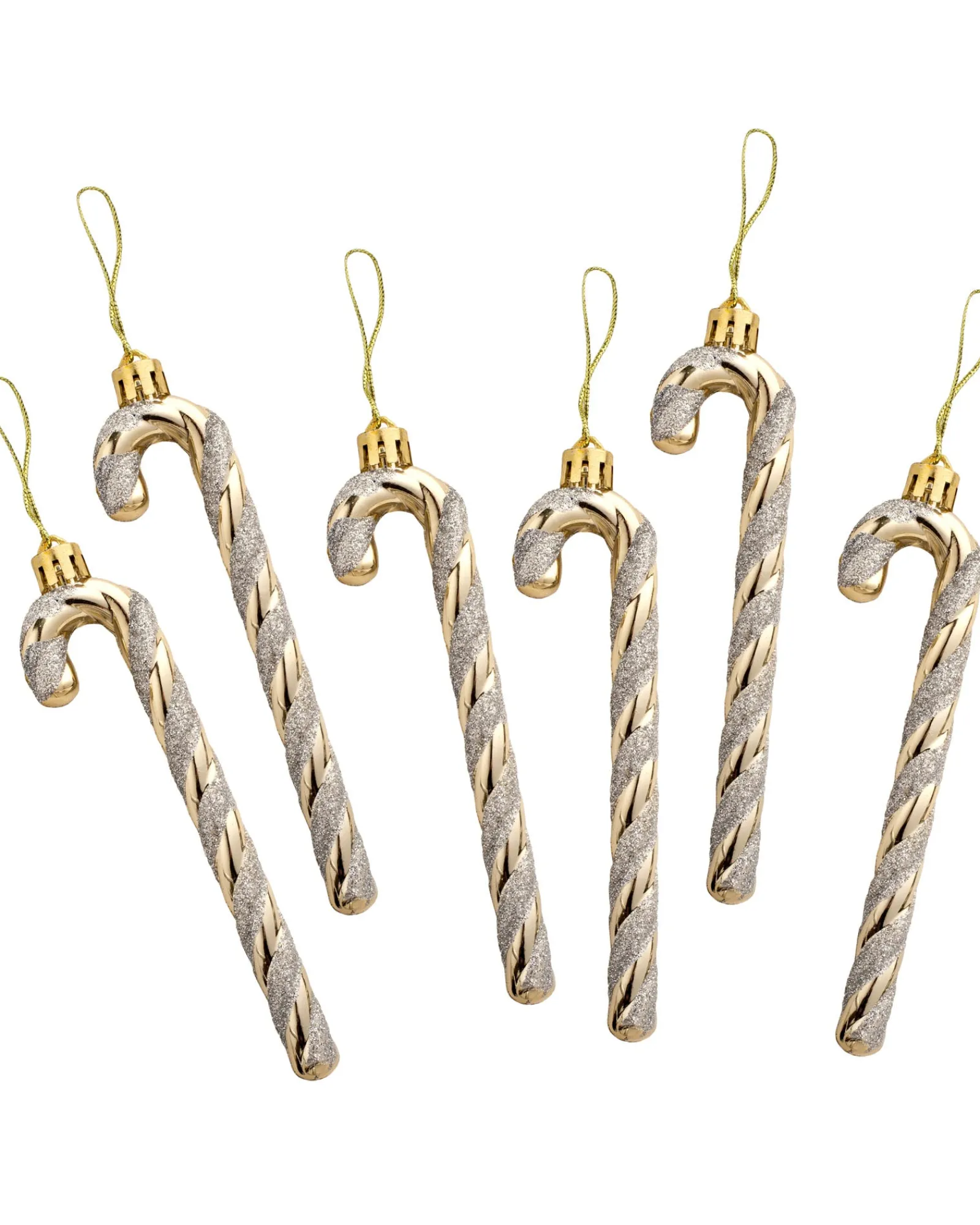 WeRChristmas 6 Pack Of Shatterproof Candy Canes, Gold, 13 Cm