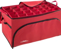 WeRChristmas 72 Piece Decoration And Ornament Storage Box, Red, 38 Cm