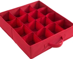 WeRChristmas 48 Piece Decoration And Ornament Storage Box, Red, 40 Cm