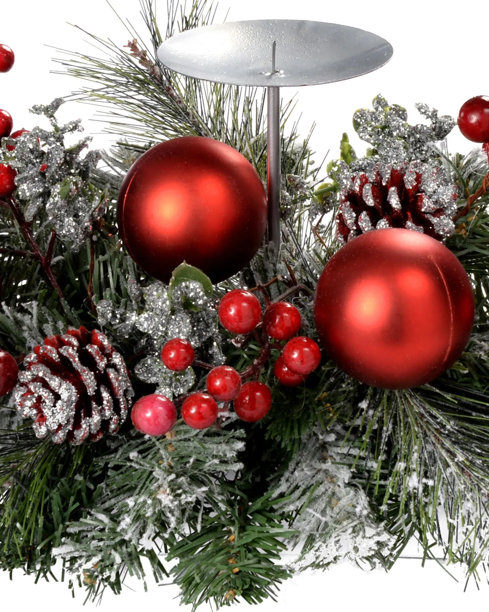 WeRChristmas 3 Pillar Decorated Candle Holder, Frosted
