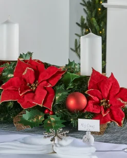 WeRChristmas 3 Pillar Decorated Garland Candle Holder, Red, 76 Cm
