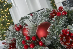 WeRChristmas 3 Pillar Decorated Garland Candle Holder, Frosted, 76 Cm