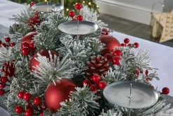 WeRChristmas 3 Pillar Decorated Garland Candle Holder, Frosted, 76 Cm