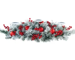 WeRChristmas 3 Pillar Decorated Garland Candle Holder, Frosted, 76 Cm