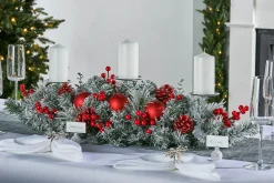 WeRChristmas 3 Pillar Decorated Garland Candle Holder, Frosted, 76 Cm