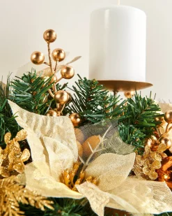 WeRChristmas 3 Pillar Decorated Garland Candle Holder, Copper, 76 Cm