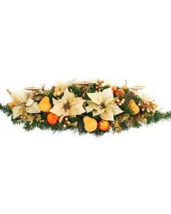WeRChristmas 3 Pillar Decorated Garland Candle Holder, Copper, 76 Cm