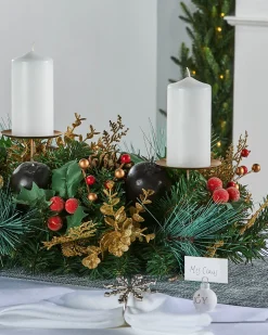 WeRChristmas 3 Pillar Decorated Garland Candle Holder, 76 Cm