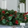 WeRChristmas 3 Pillar Decorated Garland Candle Holder, Red, 76 Cm