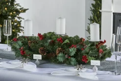 WeRChristmas 3 Pillar Decorated Garland Candle Holder, Red, 76 Cm