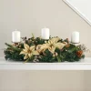 WeRChristmas 3 Pillar Decorated Garland Candle Holder, Cream/Gold, 76 Cm