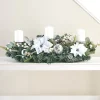 WeRChristmas 3 Pillar Decorated Garland Candle Holder, White/Silver, 76 Cm