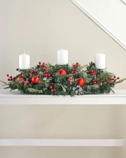 WeRChristmas 3 Pillar Decorated Garland Candle Holder, 76 Cm