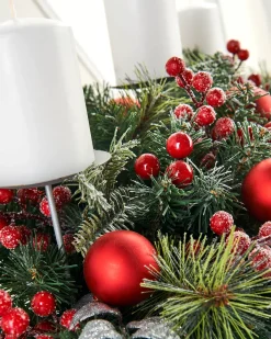 WeRChristmas 3 Pillar Decorated Garland Candle Holder, 76 Cm