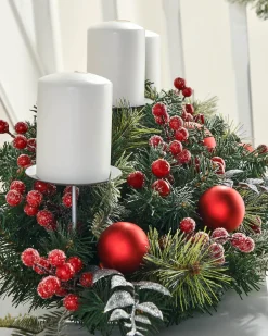 WeRChristmas 3 Pillar Decorated Garland Candle Holder, 76 Cm