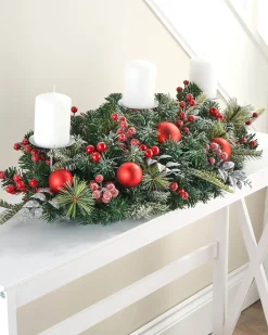 WeRChristmas 3 Pillar Decorated Garland Candle Holder, 76 Cm