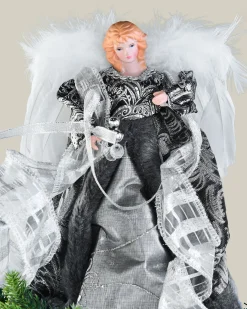 WeRChristmas Angel Christmas Tree Topper, Silver/Black, 25 Cm