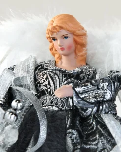 WeRChristmas Angel Christmas Tree Topper, Silver/Black, 25 Cm