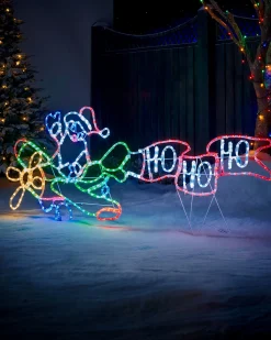 WeRChristmas Animated Flying Santa Rope Light Silhouette, 190 Cm