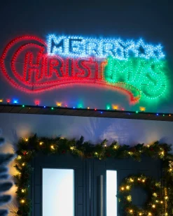 WeRChristmas Animated Merry Christmas Rope Light Silhouette, 185 Cm