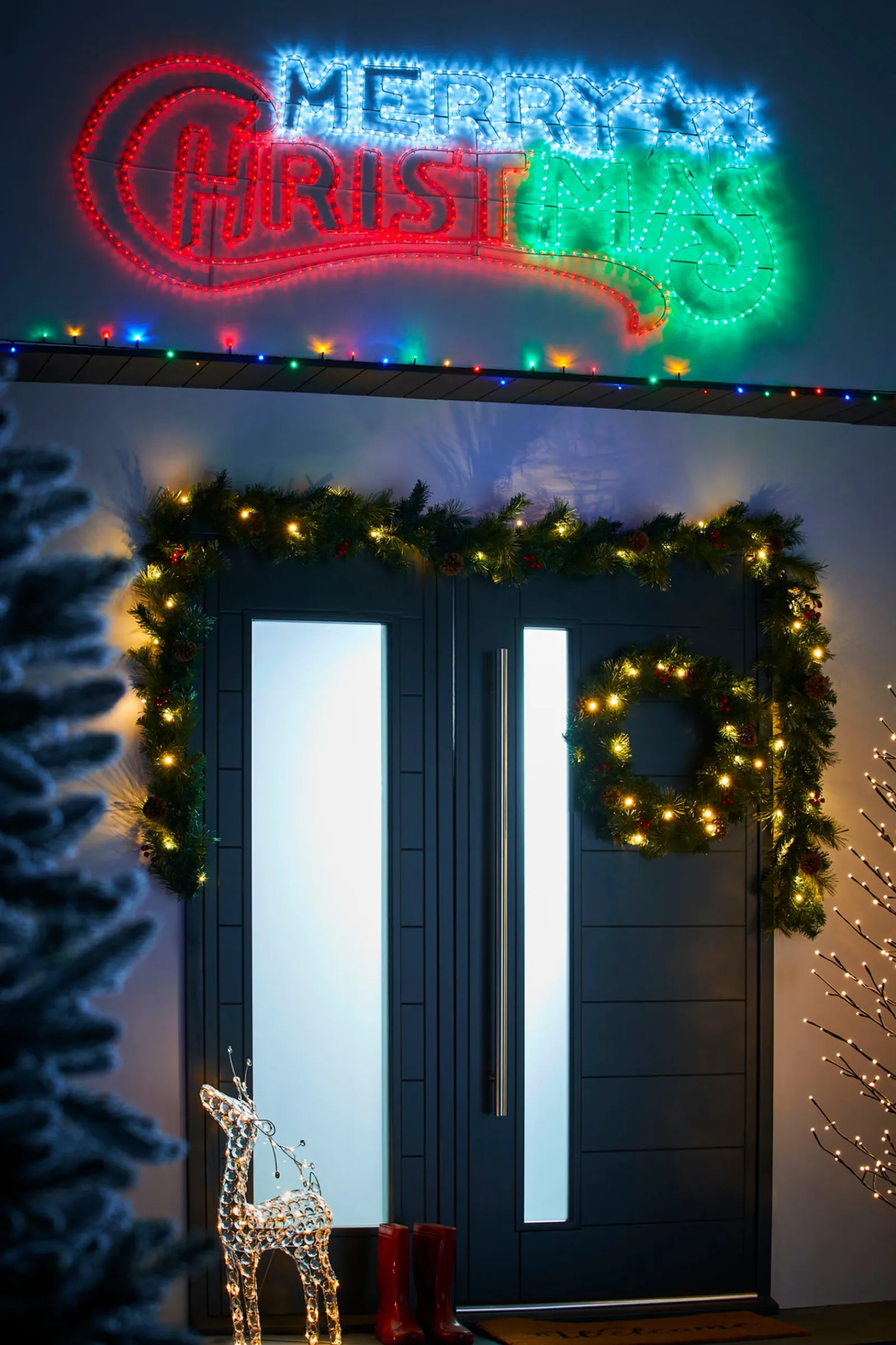 WeRChristmas Animated Merry Christmas Rope Light Silhouette, 185 Cm
