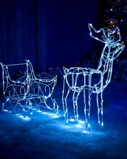 WeRChristmas Animated Multi-Function Reindeer And Sleigh Silhouette, 80 Cm