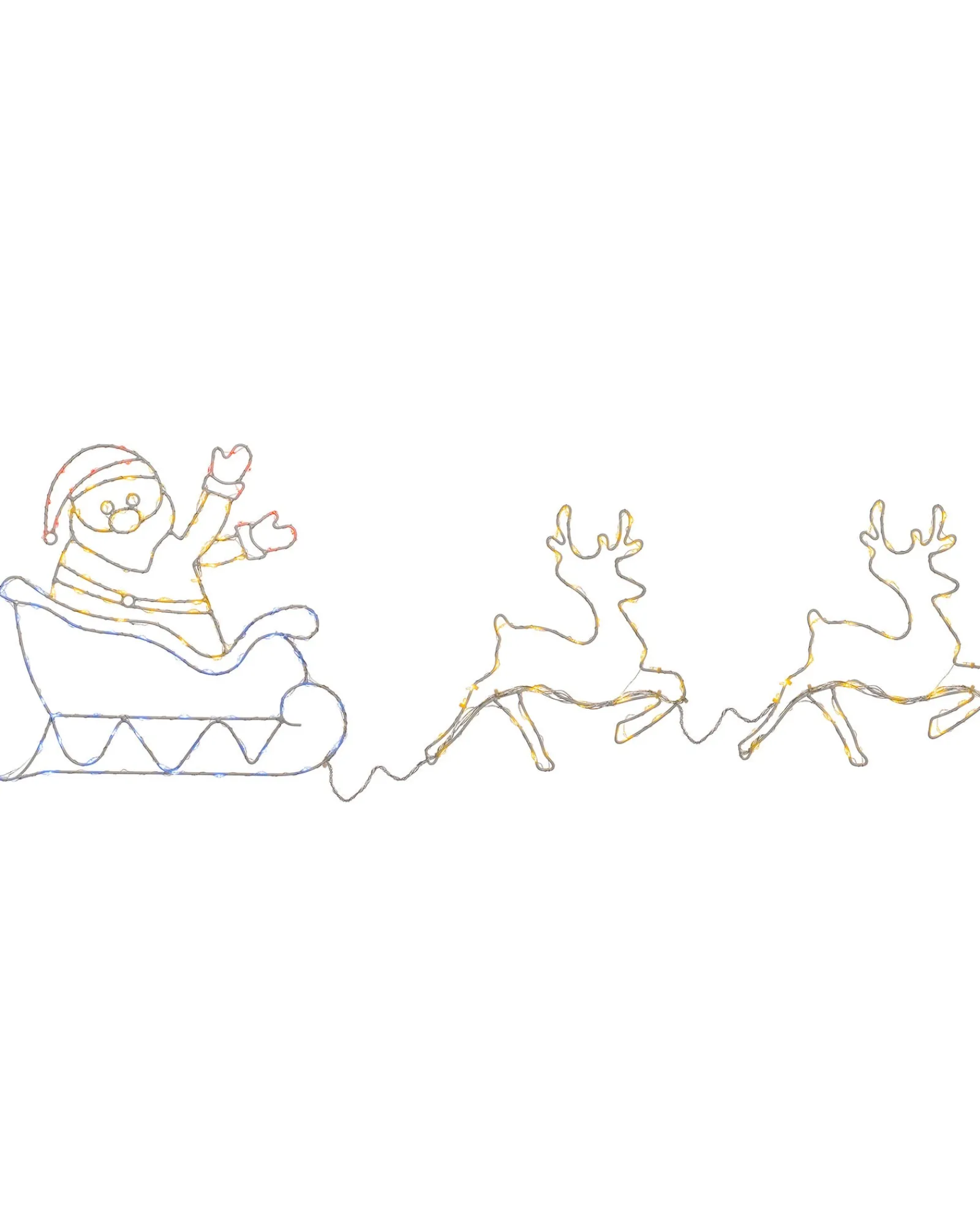 WeRChristmas Animated Reindeer With Santa Sleigh Rope Light Silhouette, 1 M