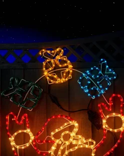 WeRChristmas Animated Santa And Presents Rope Light Silhouette, 114 Cm