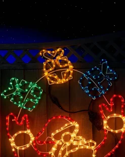 WeRChristmas Animated Santa And Presents Rope Light Silhouette, 114 Cm