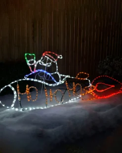 WeRChristmas Animated Santa Rocket Rope Light Silhouette, 170 Cm