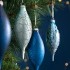 WeRChristmas Antarctica Blue Glass Baubles, 5 Pack, 15 Cm